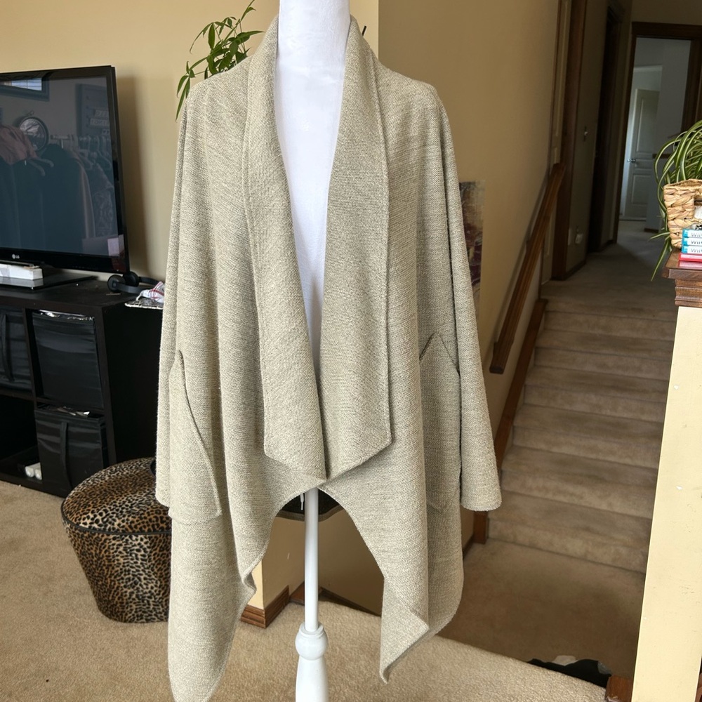 Joseph Ribkoff Cream Open Front Cardigan with Waterfall Collar